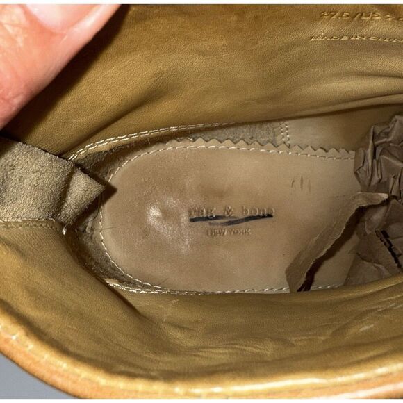 Rag & Bone Newbury Ankle Boots Leather Bootie Block Heel Tan Chunky 37.5/7.5 - Picture 11 of 12